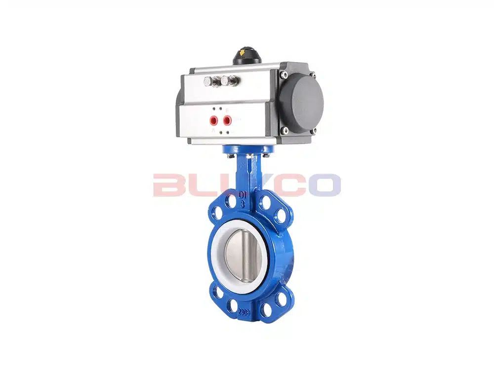 Ductile iron pneumatic butt-clamped PTFE butterfly valve D671F-16Q