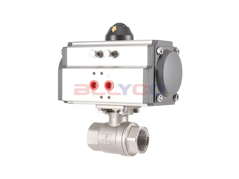 Válvula de bola neumática de dos piezas de acero inoxidable 304 Q611F-16P
