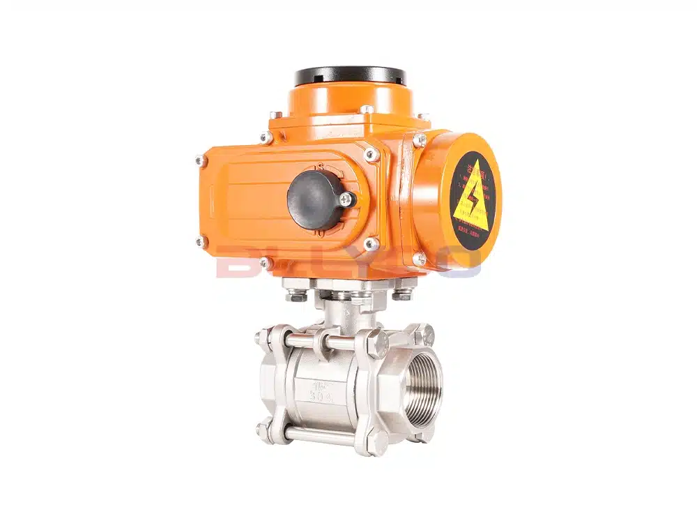 Válvula de bola eléctrica de tres piezas de acero inoxidable 304 Q911F-16P